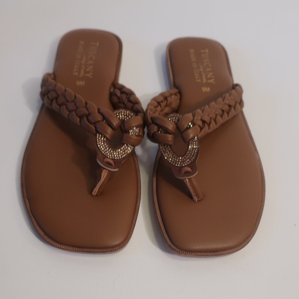 NWOB Womens Tuscany By Easy Street Woven Leather Thong 9 *